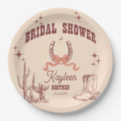 Cowgirl Western Retro-Brautparty angepasst Pappteller (Vorderseite)