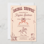 Cowgirl Western Retro-Brautparty Einladung (Vorderseite)