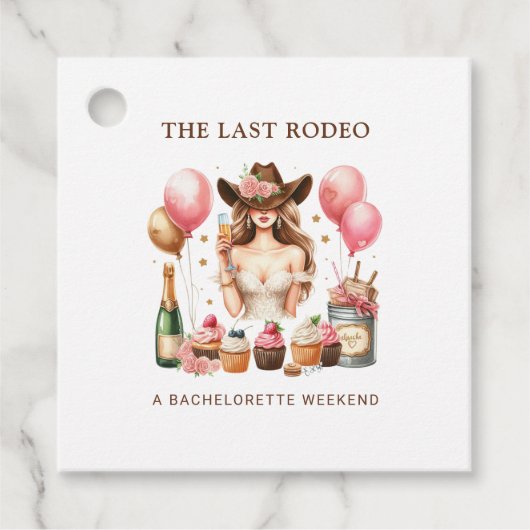 Cowgirl Western Rodeo Bachelorette Brautparty Geschenkanhänger (Vorderseite)