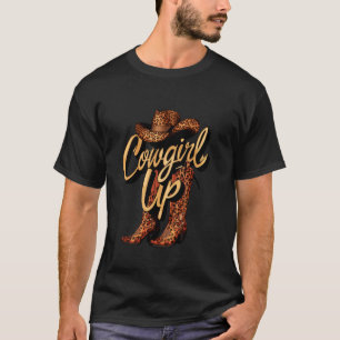 Cowgirl Western Rodeo Urban Leoparden-Stiefel Hut T-Shirt