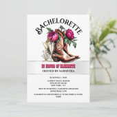 Cowgirl Western stickt magentafarbene blubbly chic Einladung (Stehend Vorderseite)