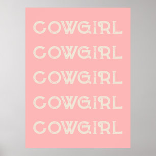 Cowgirl Western Typografie Retro Ranch Kabine Poster