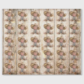 Cowgirl Western Weiße Holzkörnchen rustikales Mädc Geschenkpapier (Flach)