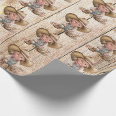 Cowgirl Western Weiße Holzkörnchen rustikales Mädc Geschenkpapier (Ecke)