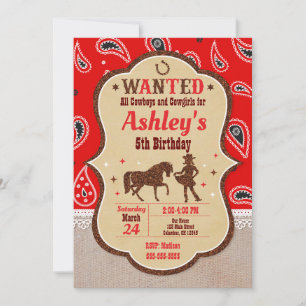 Cowgirl Western Wild West Party Geburtstag Einladung