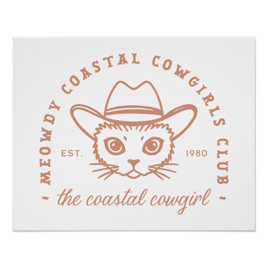 Cowgirl Westküste Katze Ästhetik Poster (Vorderseite)