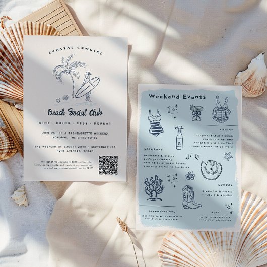 Cowgirl | Whimsical Doodle Bachelorette Einladung
