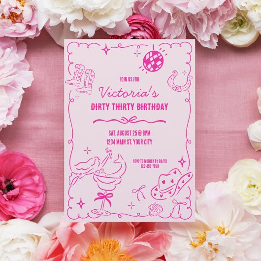 Cowgirl Whimsical Geburtstag Einladung