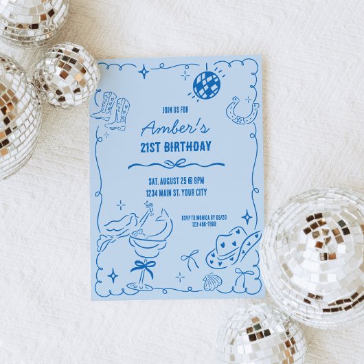 Cowgirl Whimsical Geburtstag Einladung