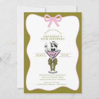 Cowgirl Whimsical Hand Drawn 30. Geburtstag Party Einladung