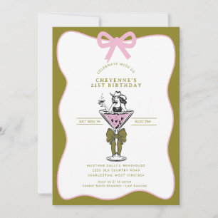 Cowgirl Whimsical Hand gezeichnet 21. Geburtstag Einladung