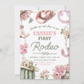 Cowgirl Wild West 1st Rodeo Ranch Birthday Party Einladung (Vorderseite)