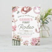 Cowgirl Wild West 1st Rodeo Ranch Birthday Party Einladung (Stehend Vorderseite)