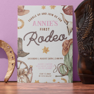 Cowgirl Wild West 1st Rodeo Ranch Geburtstagsparty Einladung