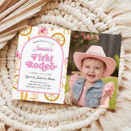Cowgirl Wild West First Rodeo Photo 1st Birthday Einladung
