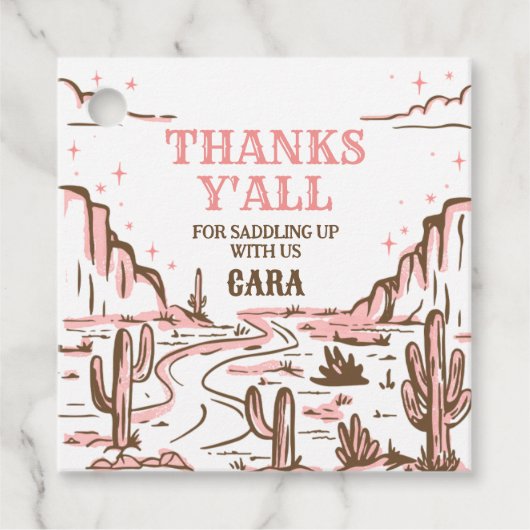 Cowgirl Wild West Rodeo Birthday Party Square Geschenkanhänger (Vorderseite)