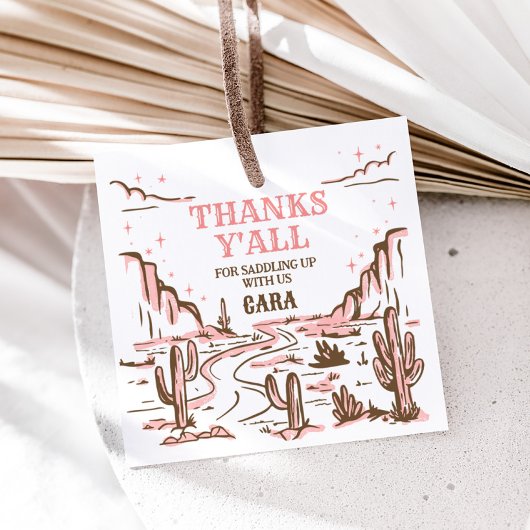 Cowgirl Wild West Rodeo Birthday Party Square Geschenkanhänger