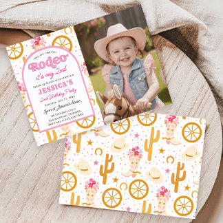 Cowgirl Wild West Second Rodeo Photo Birthday Einladung