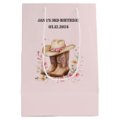 Cowgirl-Wildblumen Bash Birthday Pink | Western Mittlere Geschenktüte (Rückseite)