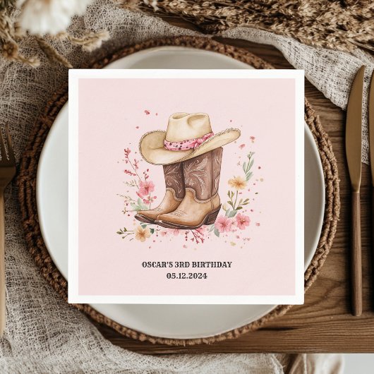 Cowgirl Wildblumen Bash Birthday Pink Western Serviette