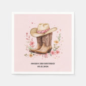 Cowgirl Wildblumen Bash Birthday Pink Western Serviette (Vorderseite)