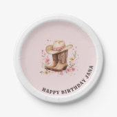 Cowgirl Wildblumen Bash Birthday | Rosa Western Pappteller (Vorderseite)