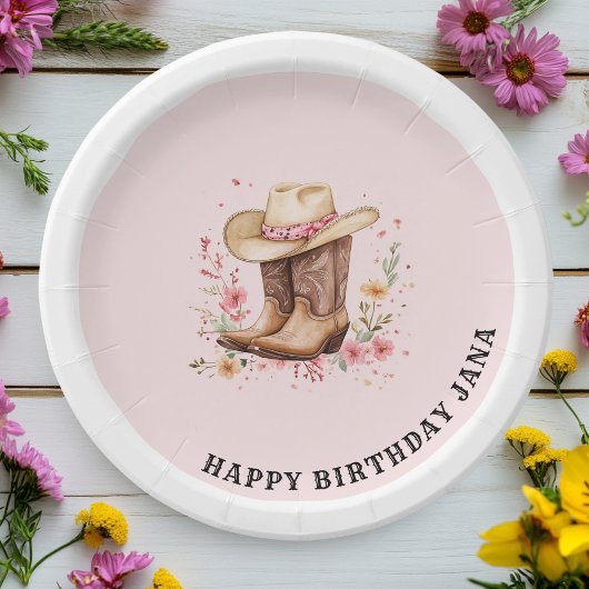 Cowgirl Wildblumen Bash Birthday | Rosa Western Pappteller
