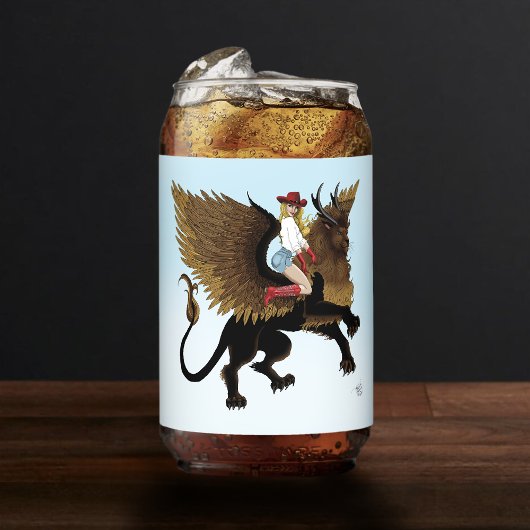 Cowgirl Winged Lion Fantasy Red Dosenglas