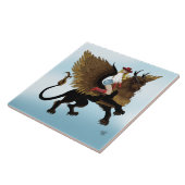 Cowgirl Winged Lion Fantasy Red Fliese (Seite)