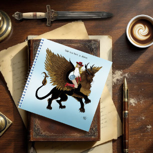 Cowgirl Winged Lion Fantasy Red Notizblock
