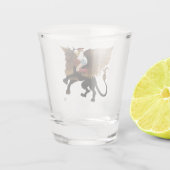 Cowgirl Winged Lion Fantasy Red Schnapsglas (Rückseite)