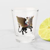 Cowgirl Winged Lion Fantasy Red Schnapsglas (Vorderseite)