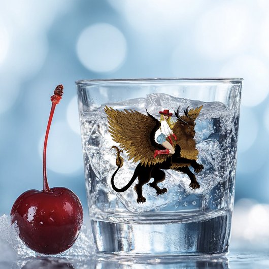 Cowgirl Winged Lion Fantasy Red Schnapsglas