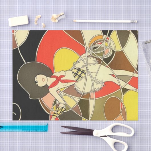 "Cowgirl With Lariat" von Jose Carlos Seidenpapier (Handwerk)