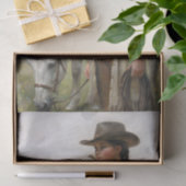 Cowgirl With Spotted Horse In Field Decoupage Seidenpapier (Geschenk)