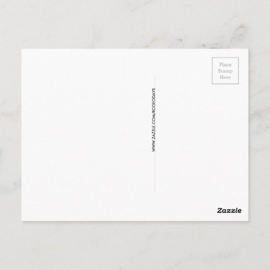 Cowgirl zieht dir große Stiefel an Postkarte (Rückseite)