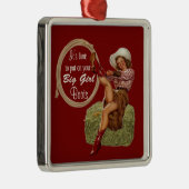 Cowgirl zieht dir große Stiefel an Silbernes Ornament (Rechts)