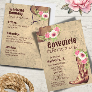 Cowgirl Ziel Geburtstag Rustikal Rosa Blumenmuster Einladung