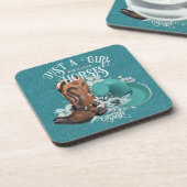 Cowgirl zitiert türkisfarbene Lederschuhe Getränkeuntersetzer (Linke Seite)