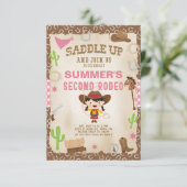 Cowgirl zweite Rodeo Mädchen Geburtstagseinladung. Einladung (Stehend Vorderseite)