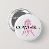 Cowgirlbronc-Pferd (rosa Pferdeversion) Button (Vorne & Hinten)