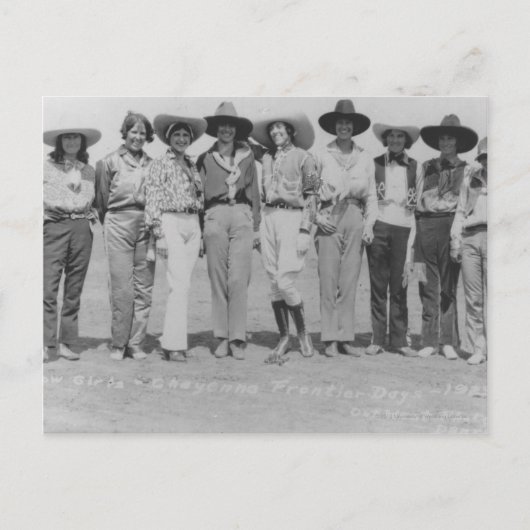 Cowgirls an den Cheyenne Frontier Days, 1929. Postkarte (Vorderseite)