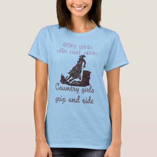 Cowgirls greifen und reiten T-Shirt (Vorderseite)