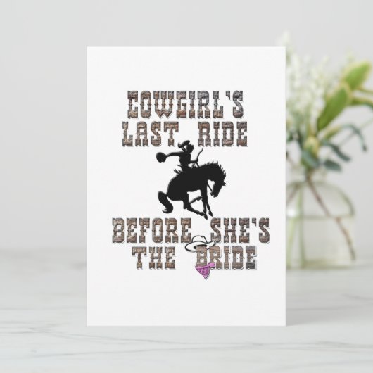 Cowgirl's letzte Reise, bevor sie die Braut ist Einladung (Stehend Vorderseite)