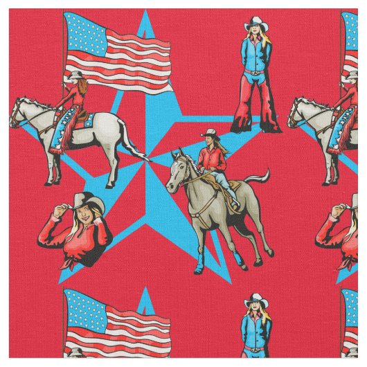 Cowgirls mit Flag und Stern Stoff (Nahaufnahme)