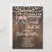 Cowgirls nächteln Western Land Geburtstag Einladung (Vorderseite)