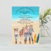 Cowgirls Strand Junggeselinnen-Abschied Einladung (Stehend Vorderseite)