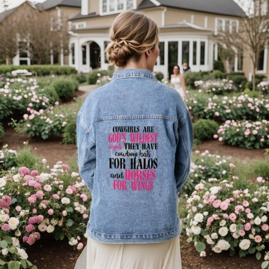 Cowgirls Typografie Pink Jeansjacke (Hochzeit Rückseite)