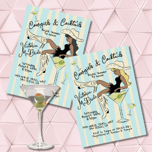 Cowgirls und Cocktails Martini-Brautparty Einladung