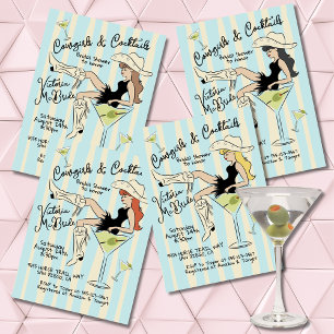 Cowgirls und Cocktails Martini-Junggesellinnenabsc Einladung